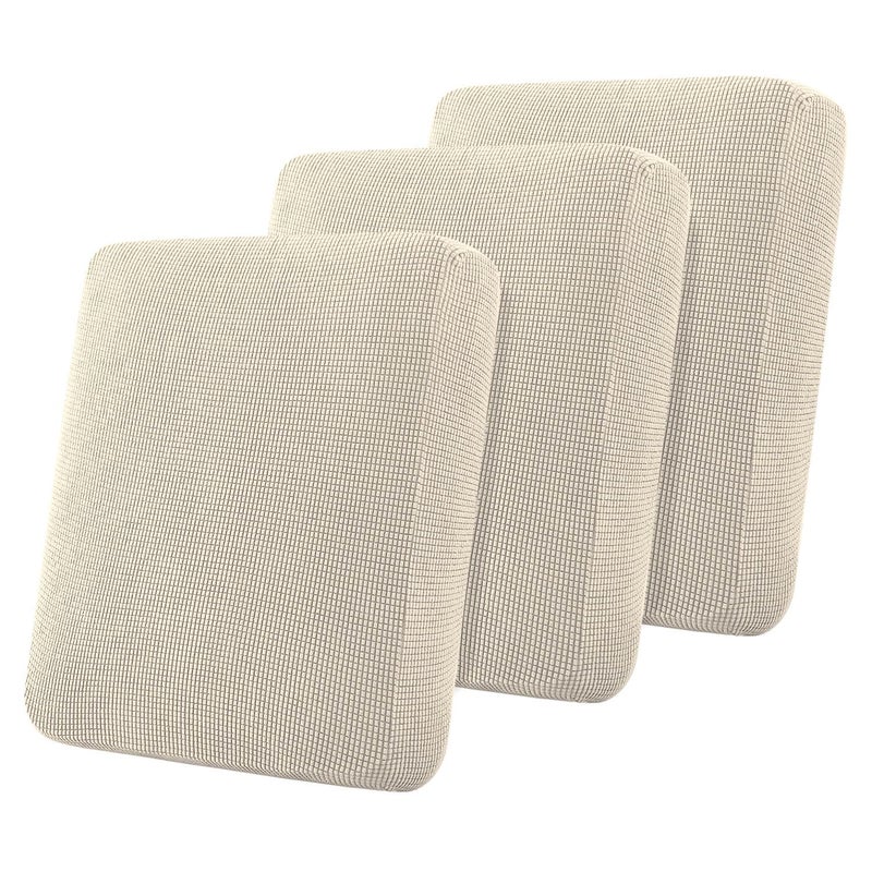 Flamingo P Stretch Seat Cushion Cover Sofa Cushion Furniture Protector for Sofa Seat Sofa Slipcover Sofa Cover with Elastic Bottom (3 Seat Cushion Cover  Biscotti Beige) - Image 1